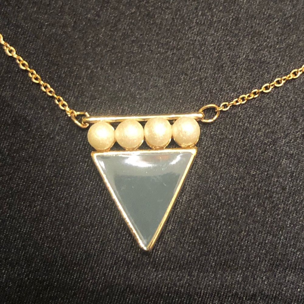 *6 for $10!* Gold Metal Triangle Charm Pearl Turquoise Geometric Aztec Necklace
